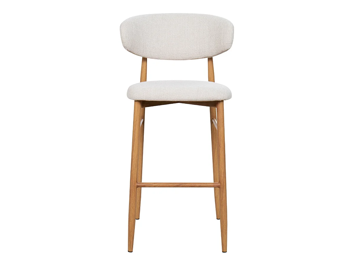 Barkruk Alexia - Beige met Naturelkleurig Onderstel - Set van 2