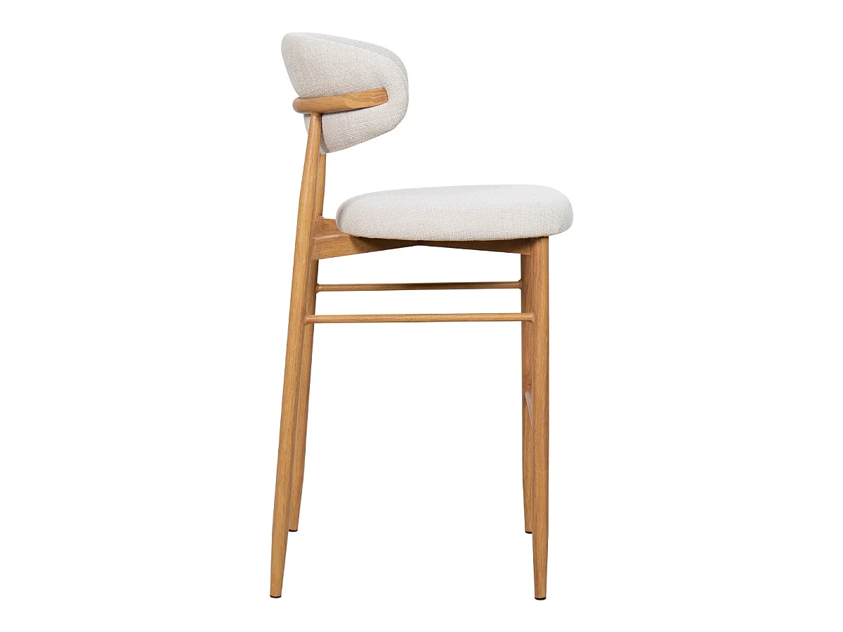 Barkruk Alexia - Beige met Naturelkleurig Onderstel - Set van 2