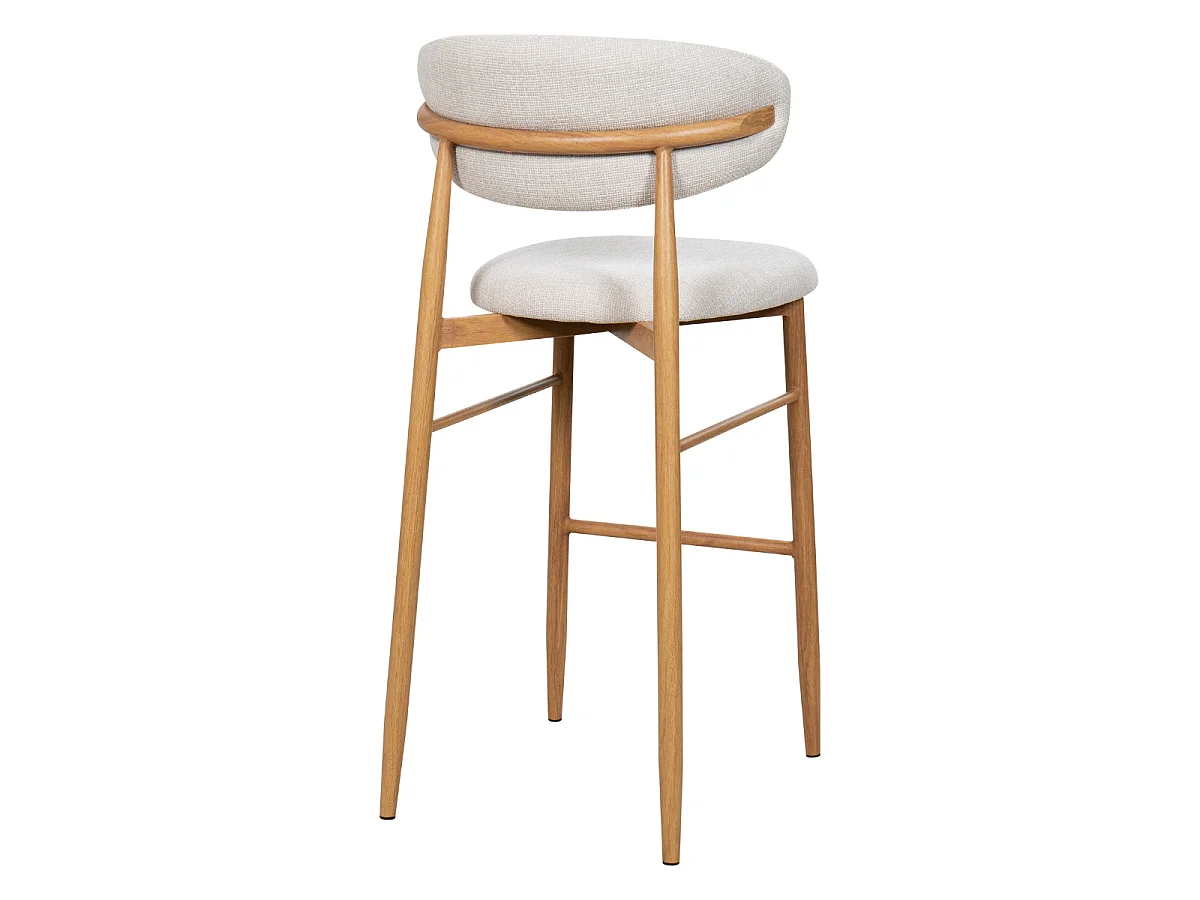 Barkruk Alexia - Beige met Naturelkleurig Onderstel - Set van 2