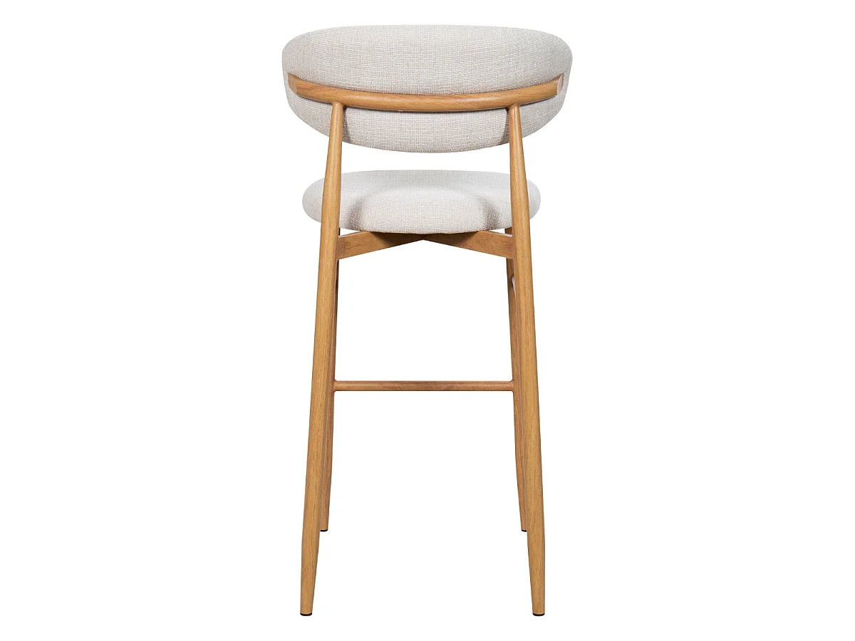 Barkruk Alexia - Beige met Naturelkleurig Onderstel - Set van 2