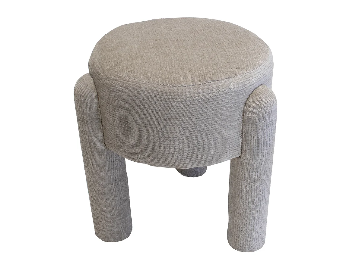 Poef Yara - Beige Stof - Ø 44 x 42 cm