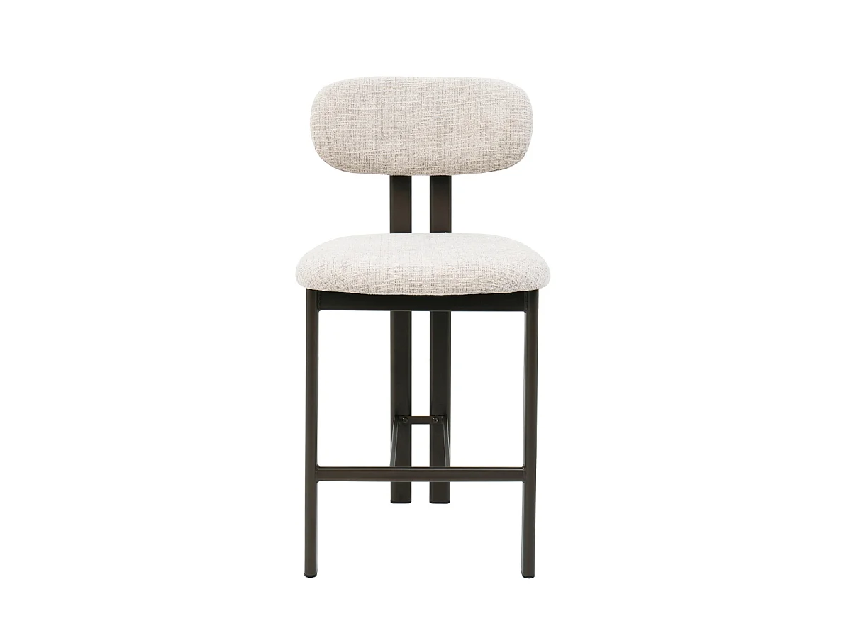 Barstoel Noor - Beige met Bronskleurig Onderstel - Zithoogte 65 cm - Set van 2
