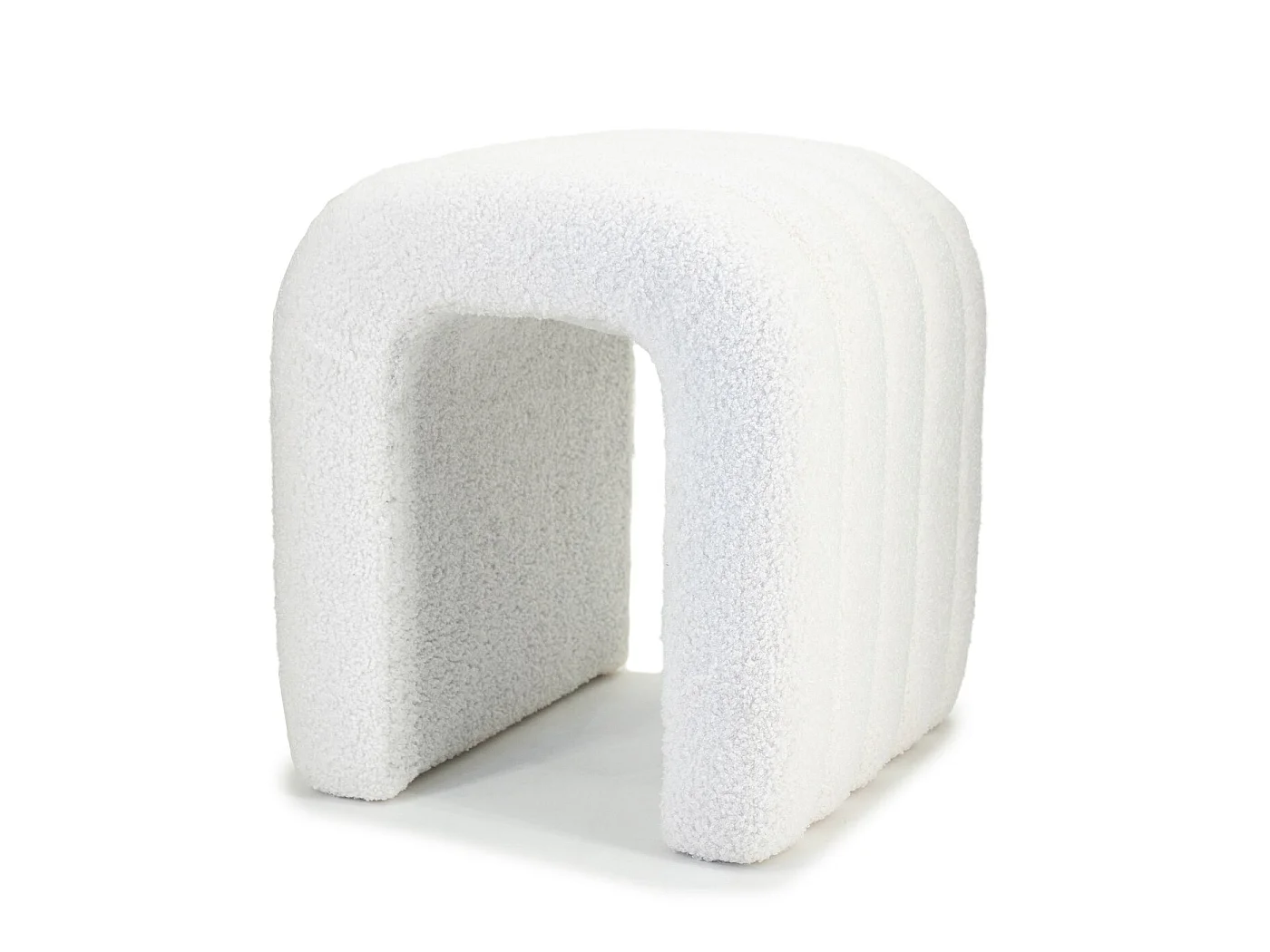 Poef Sera - Beige Bouclé - 41 x 38 x 45 cm