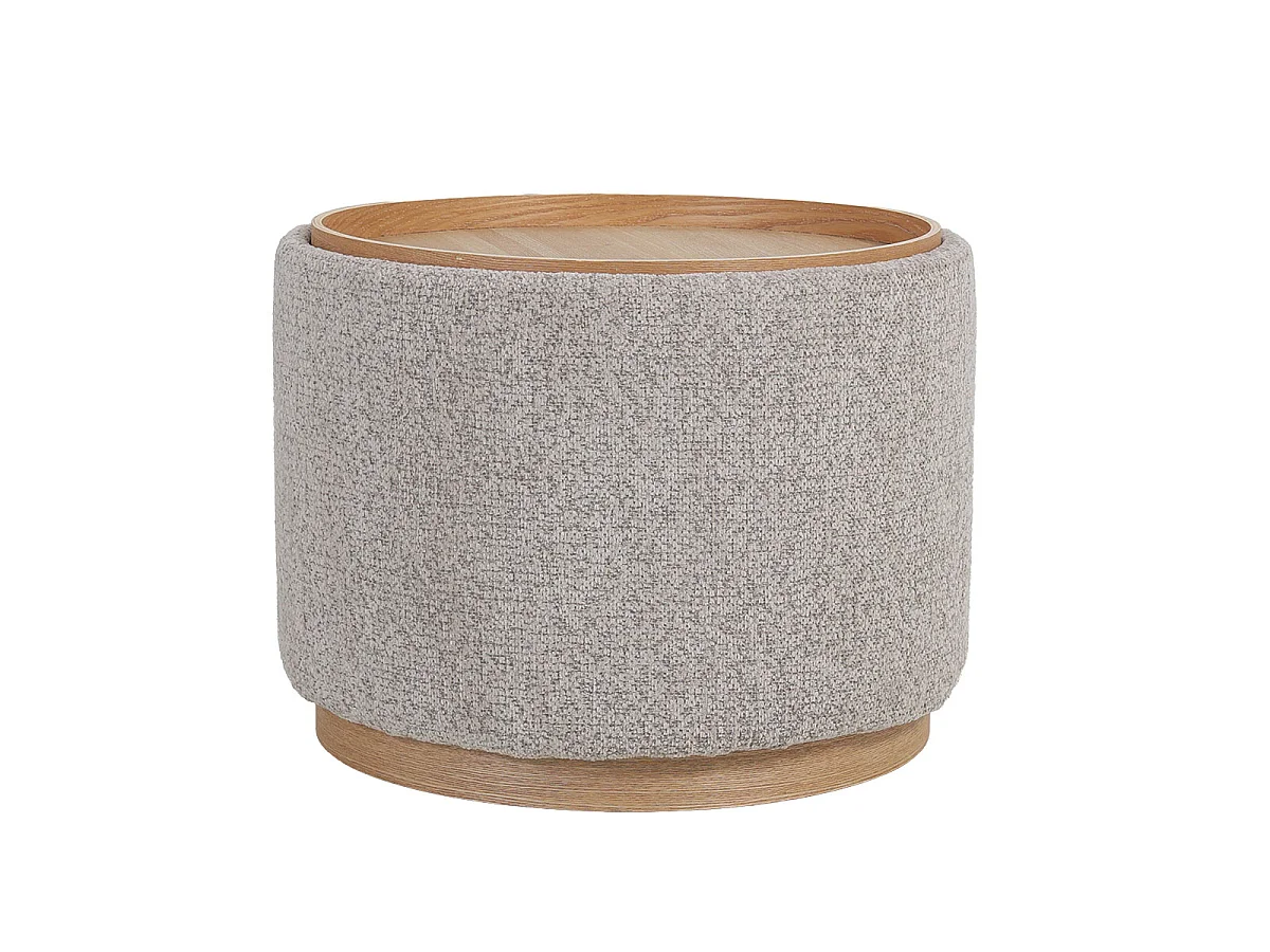 Salontafel Marcia - Rond Taupe/Naturel met Opbergruimte - Ø 55 x 42 cm