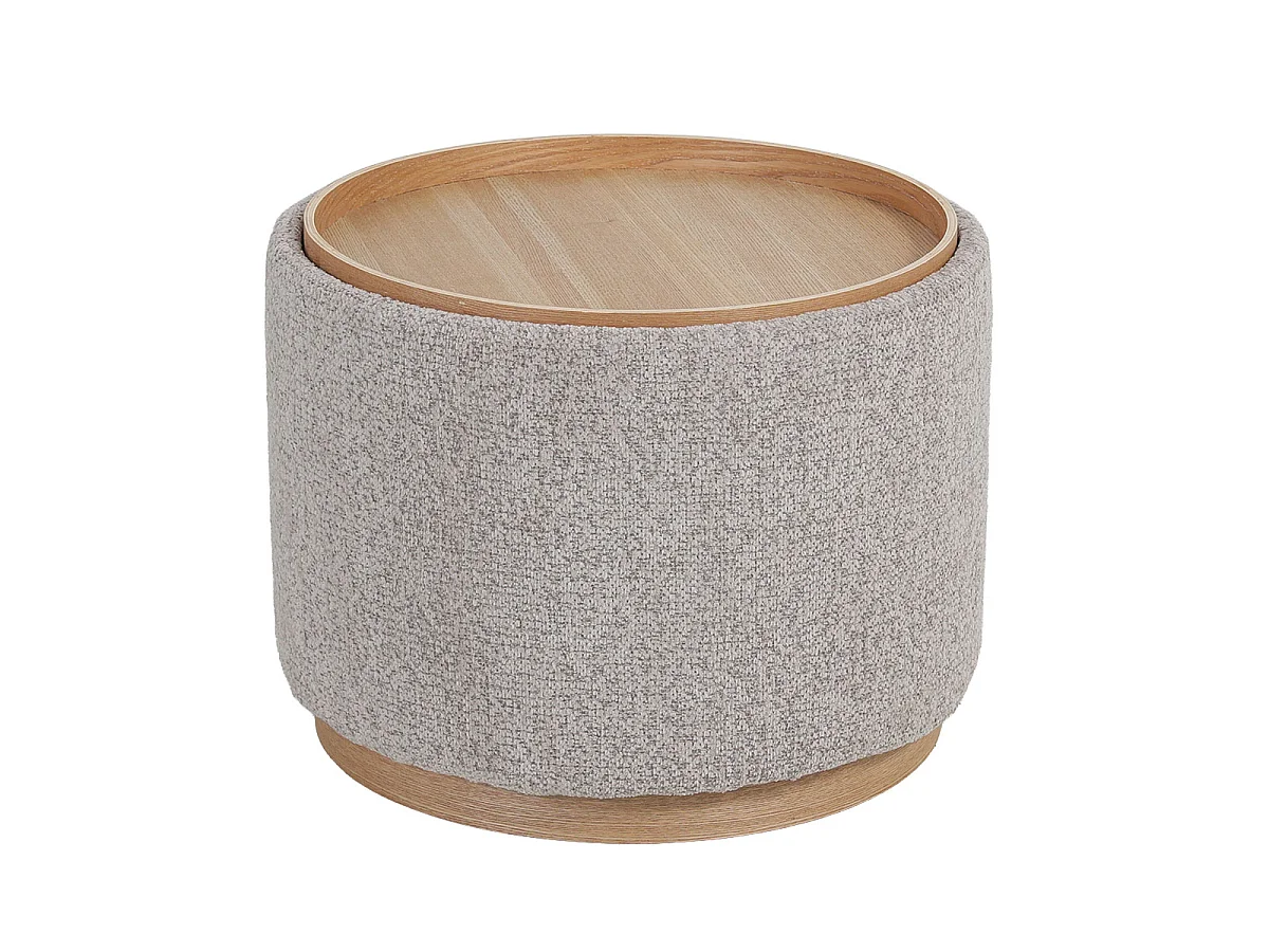 Salontafel Marcia - Rond Taupe/Naturel met Opbergruimte - Ø 55 x 42 cm