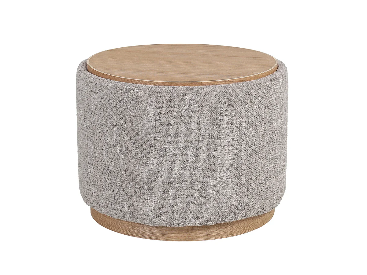 Salontafel Marcia - Rond Taupe/Naturel met Opbergruimte - Ø 55 x 42 cm