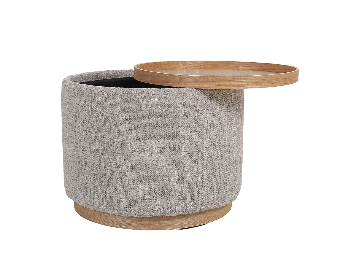 Salontafel Marcia - Rond Taupe/Naturel met Opbergruimte - Ø 55 x 42 cm