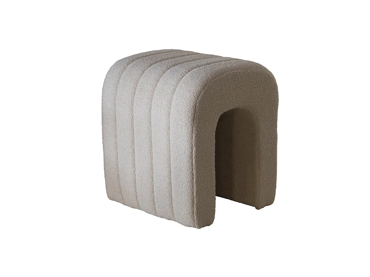 Poef Sera - Taupe Bouclé - 41 x 38 x 45 cm