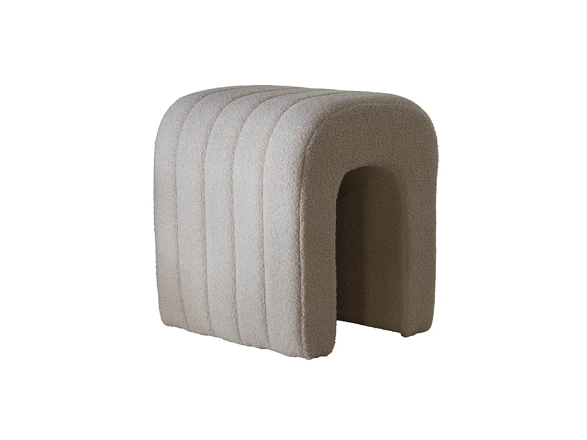 Poef Sera - Taupe Bouclé - 41 x 38 x 45 cm