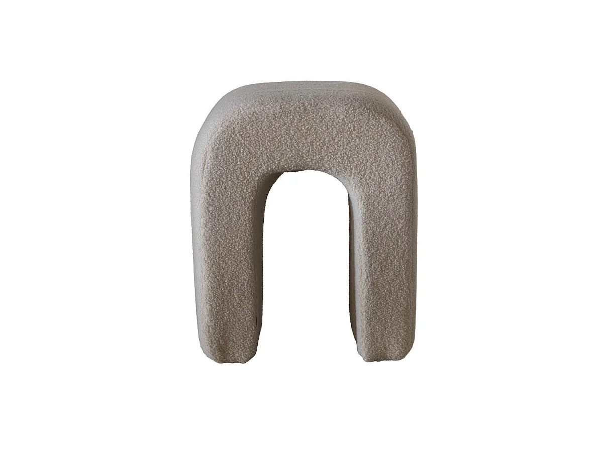 Poef Sera - Taupe Bouclé - 41 x 38 x 45 cm