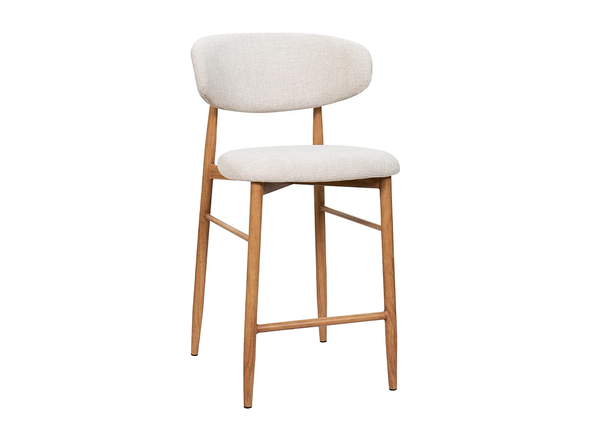 Barstoel Alexia - Beige met Naturelkleurig Onderstel - Set van 2