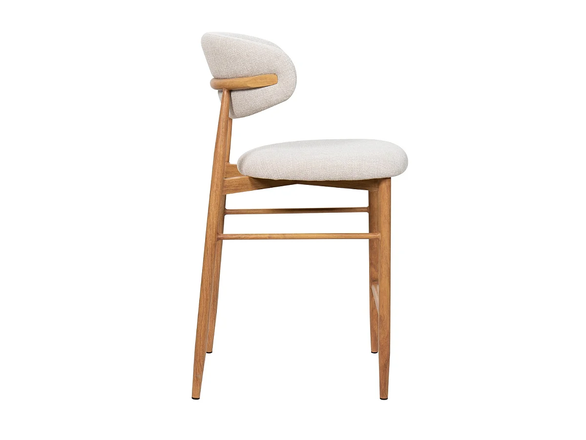 Barstoel Alexia - Beige met Naturelkleurig Onderstel - Set van 2