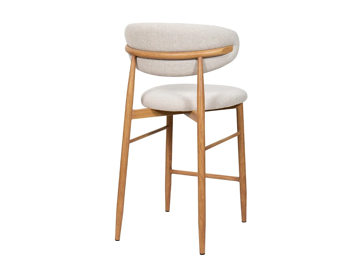 Barstoel Alexia - Beige met Naturelkleurig Onderstel - Set van 2