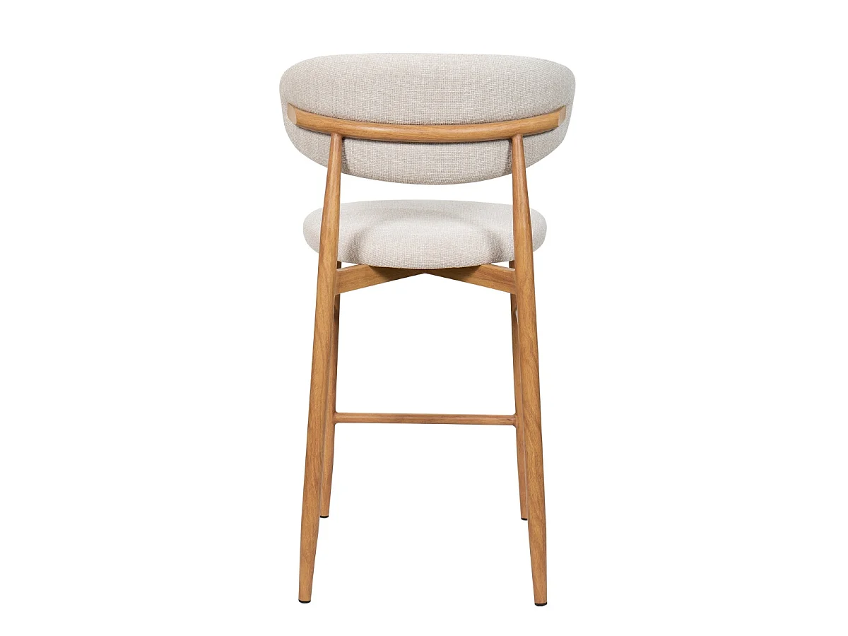 Barstoel Alexia - Beige met Naturelkleurig Onderstel - Set van 2