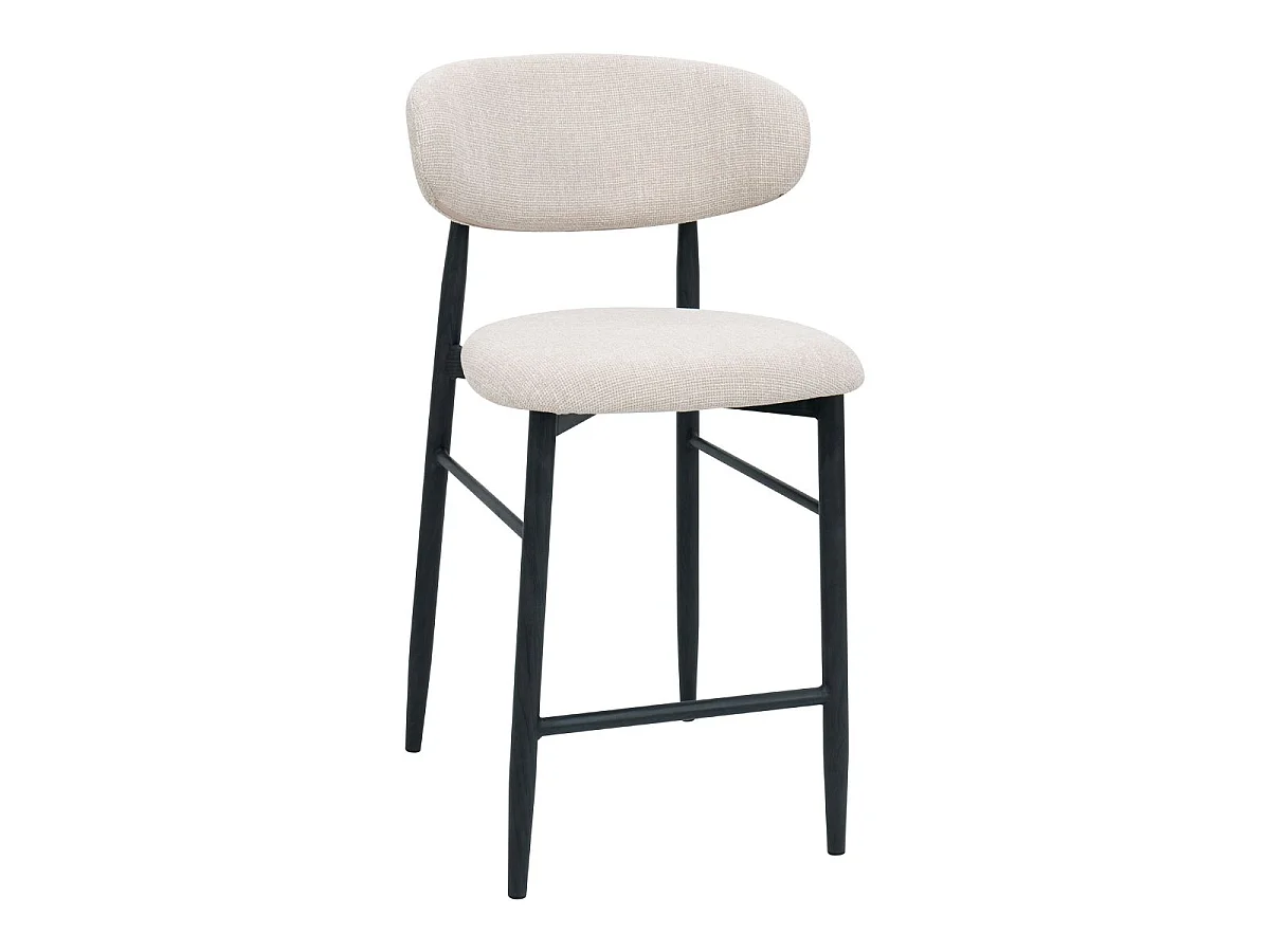 Barstoel Alexia - Beige met Zwart Onderstel - Set van 2