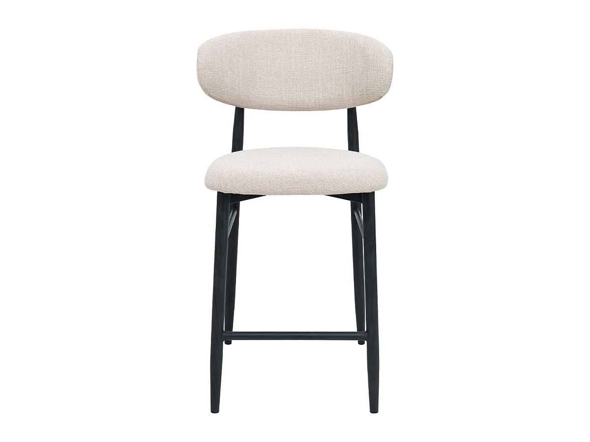 Barstoel Alexia - Beige met Zwart Onderstel - Set van 2