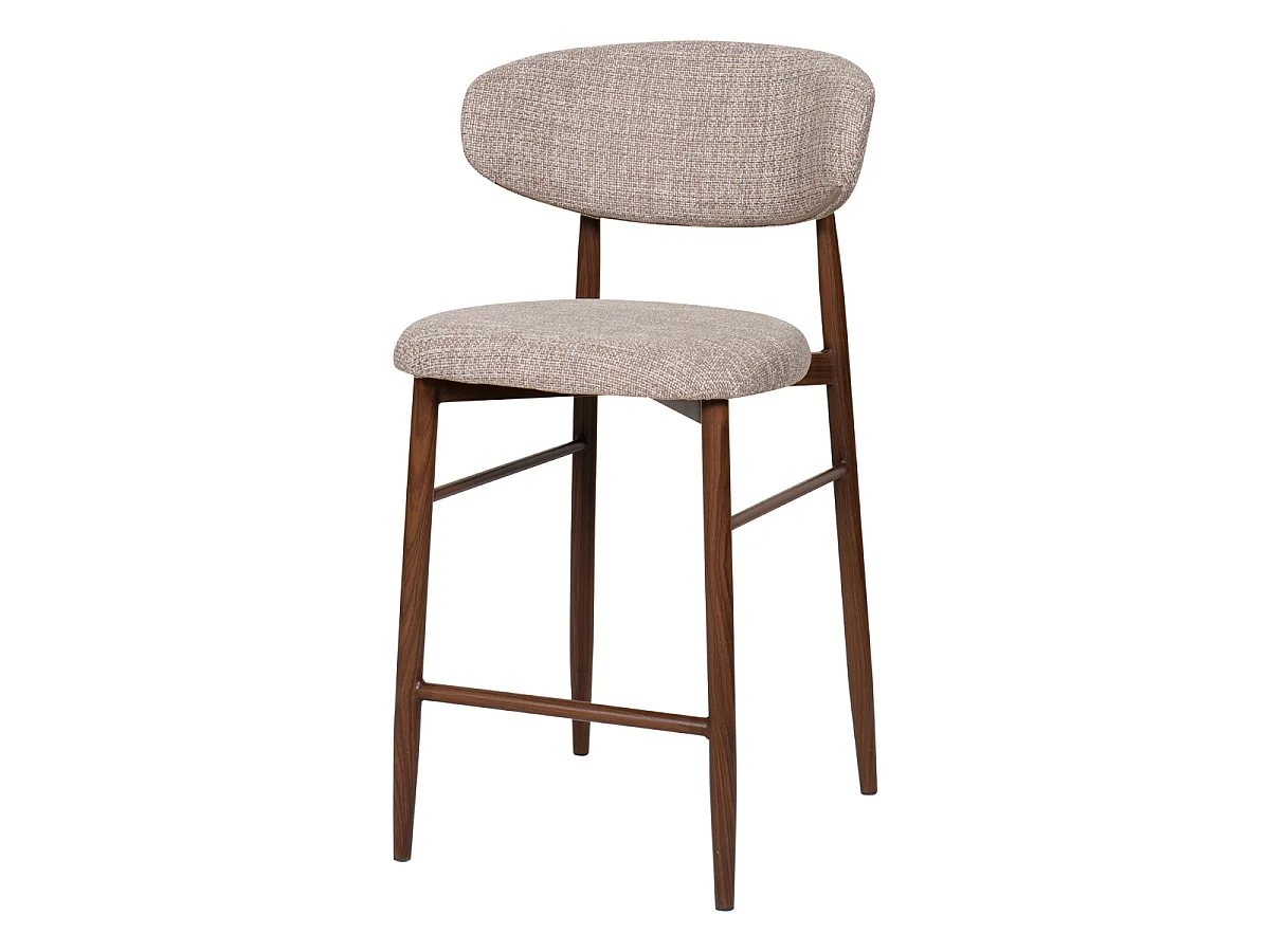 Barkruk Alexia - Taupe met Walnootkleurig Onderstel - Set van 2