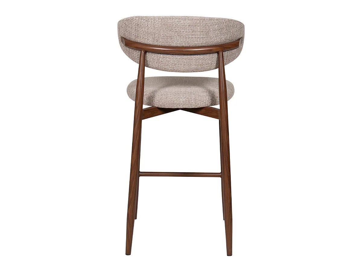 Barkruk Alexia - Taupe met Walnootkleurig Onderstel - Set van 2