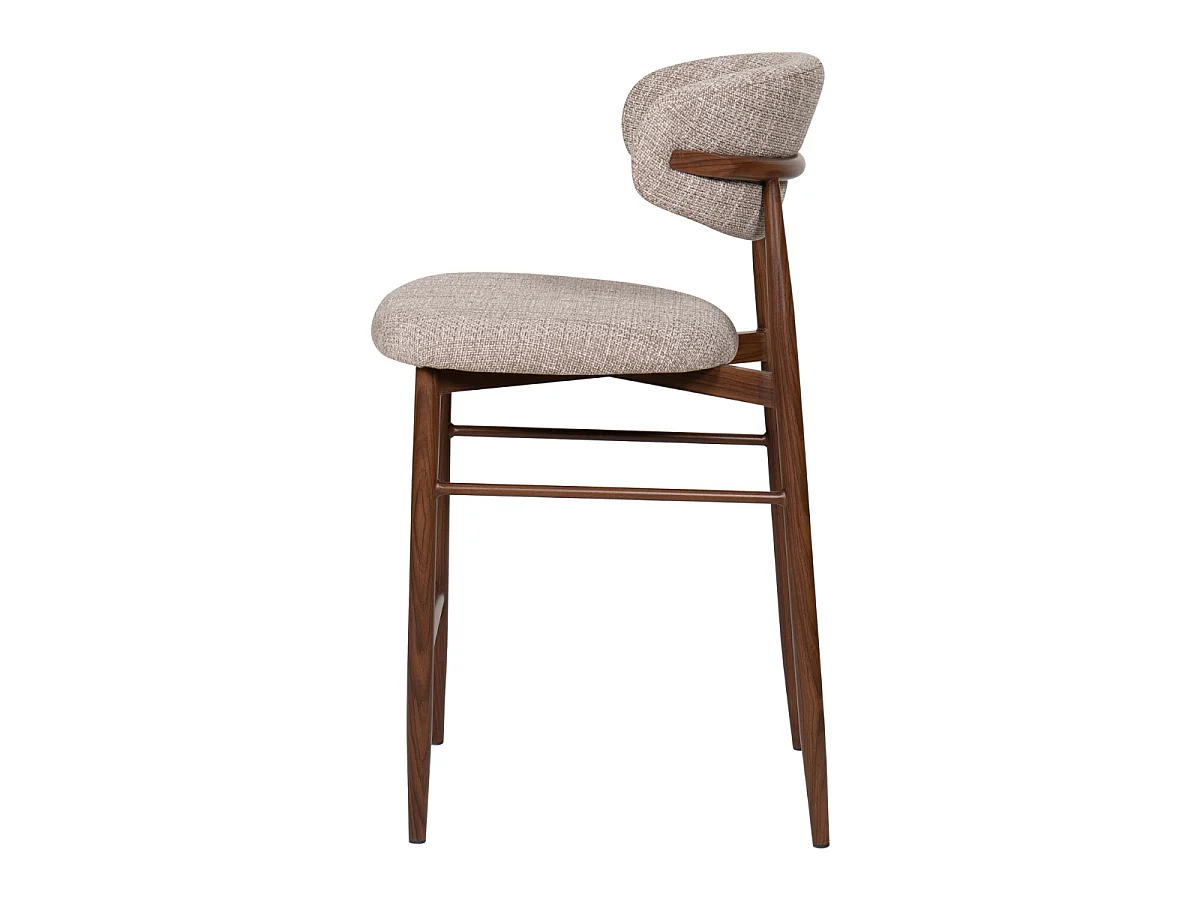 Barkruk Alexia - Taupe met Walnootkleurig Onderstel - Set van 2