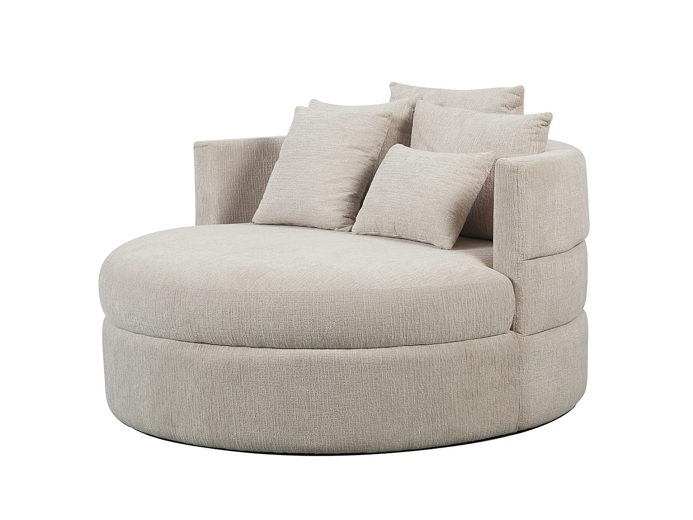 Loveseat Miles - Ronde 2-Zitsbank in Zandkleurige Stof - 124 x 124 x 64 cm