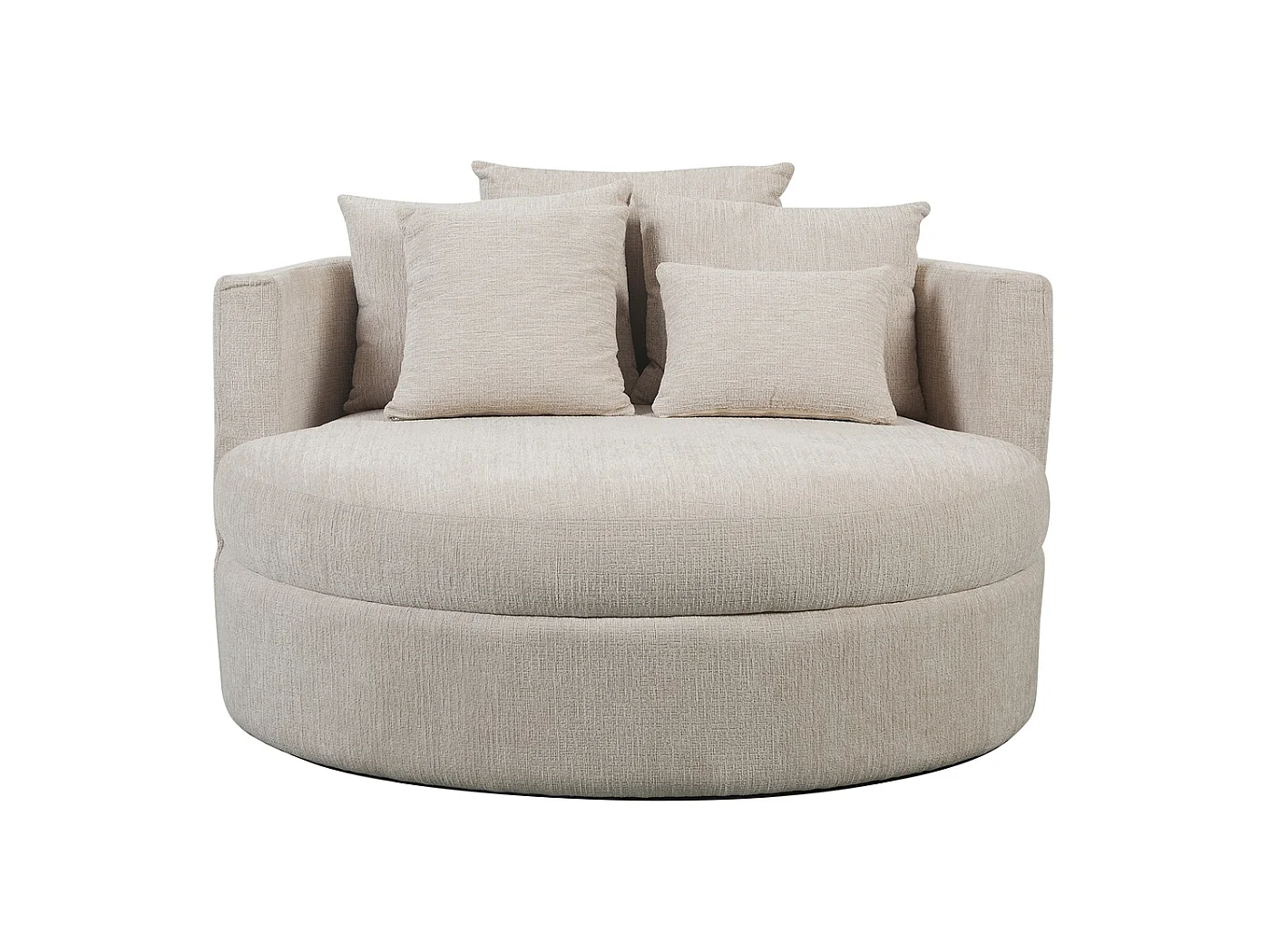 Loveseat Miles - Ronde 2-Zitsbank in Zandkleurige Stof - 124 x 124 x 64 cm