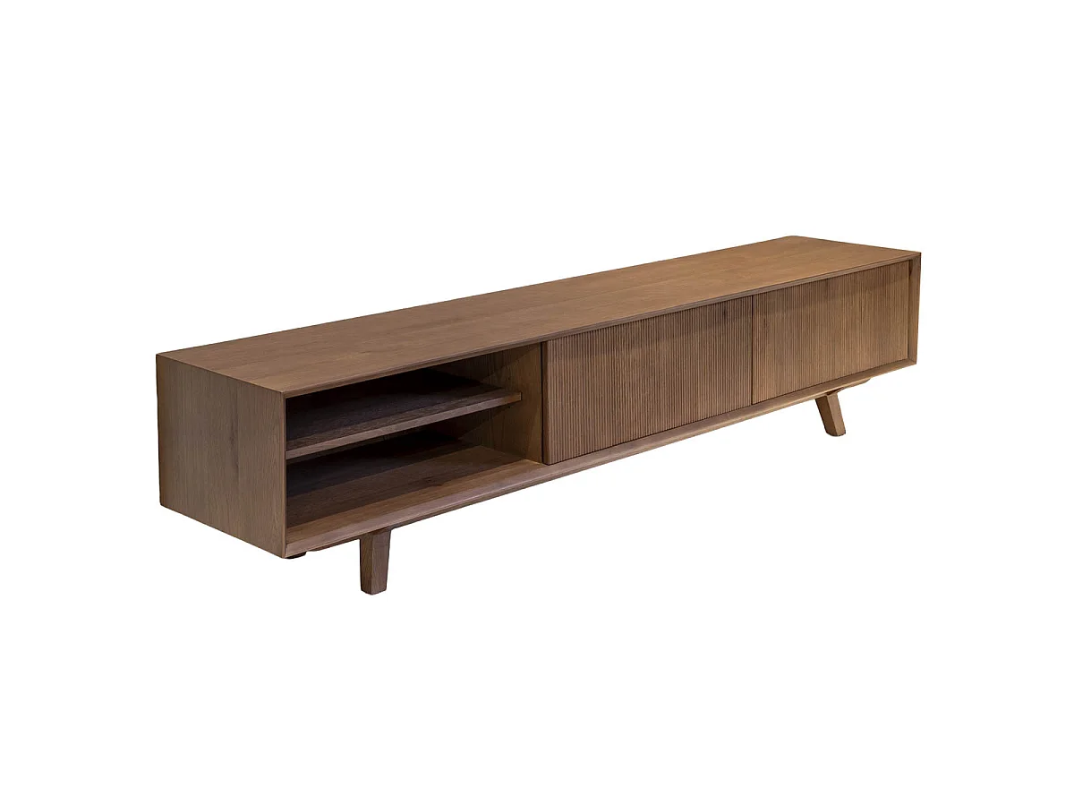 Tv-meubel Melide - Bruin Eiken met 2 Deuren en 6 Vakken - 160 x 40 x 45 cm