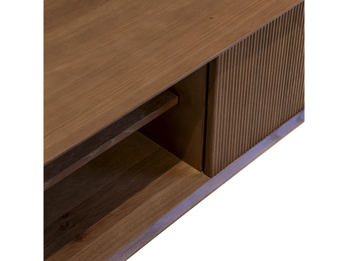 Tv-meubel Melide - Bruin Eiken met 2 Deuren en 6 Vakken - 160 x 40 x 45 cm