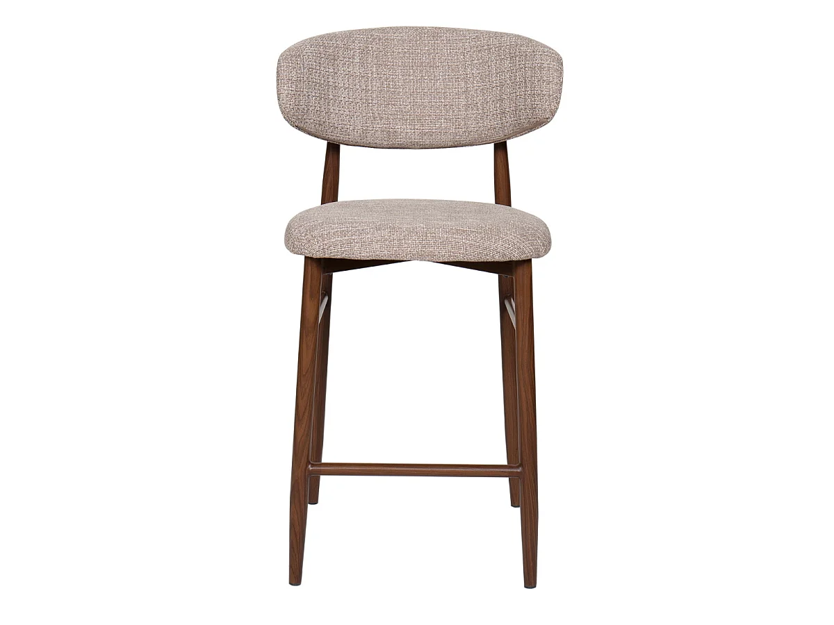 Barstoel Alexia - Taupe met Walnootkleurig Onderstel - Set van 2