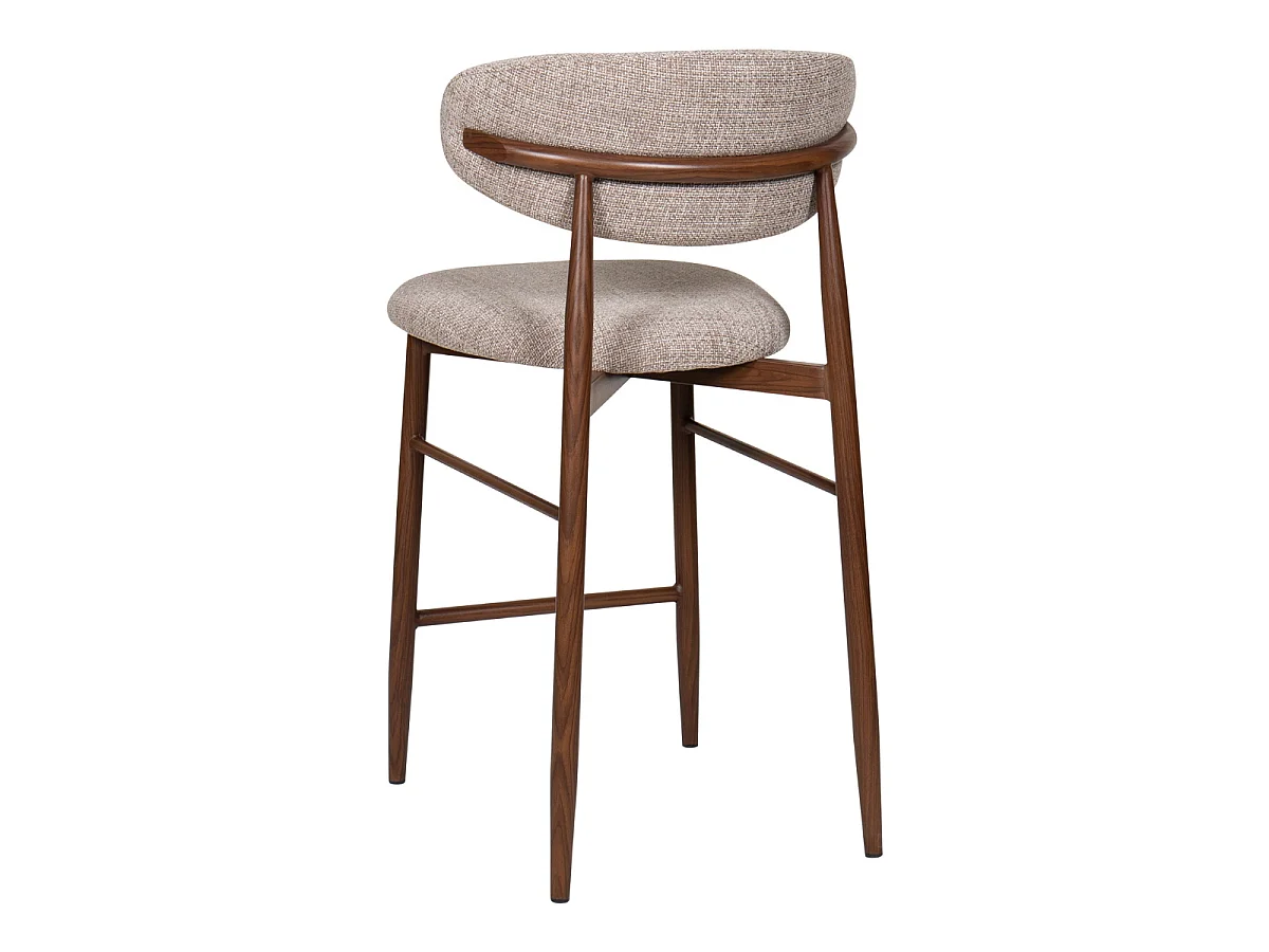 Barstoel Alexia - Taupe met Walnootkleurig Onderstel - Set van 2