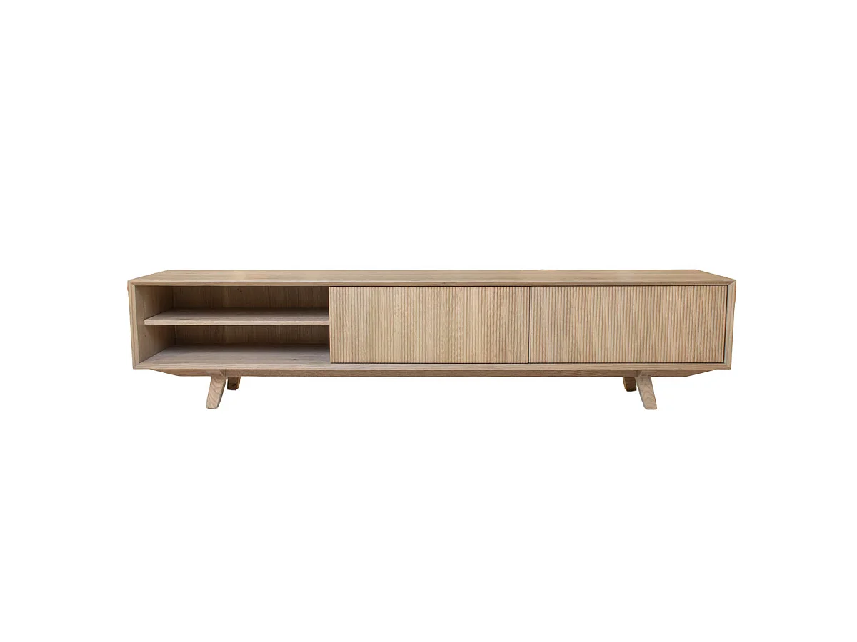 Tv-meubel Melide - Naturel Eiken met 2 Deuren en 6 Vakken - 200 x 40 x 45 cm