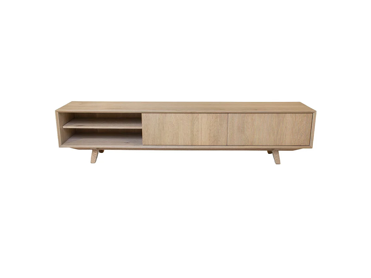 Tv-meubel Melide - Naturel Eiken met 2 Deuren en 6 Vakken - 200 x 40 x 45 cm