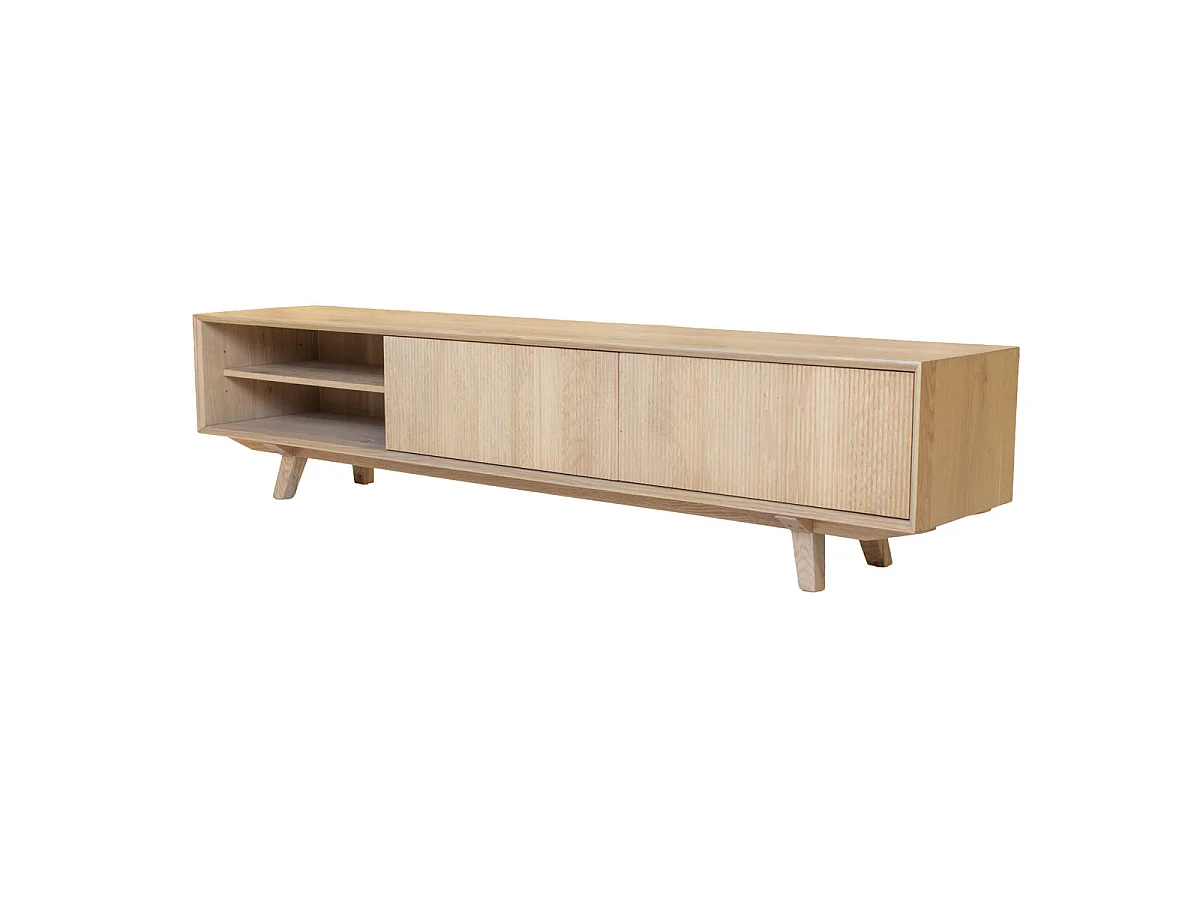 Tv-meubel Melide - Naturel Eiken met 2 Deuren en 6 Vakken - 200 x 40 x 45 cm