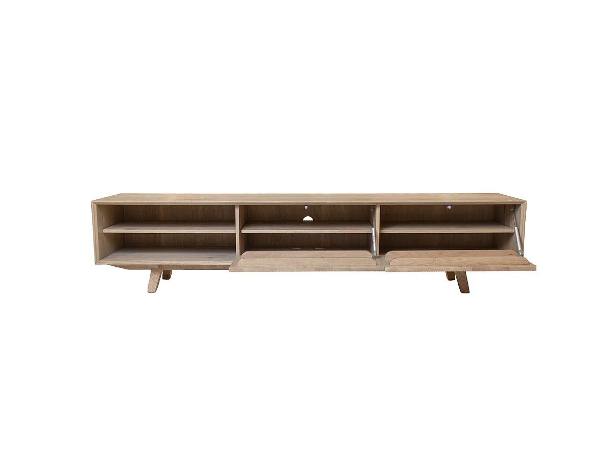 Tv-meubel Melide - Naturel Eiken met 2 Deuren en 6 Vakken - 200 x 40 x 45 cm