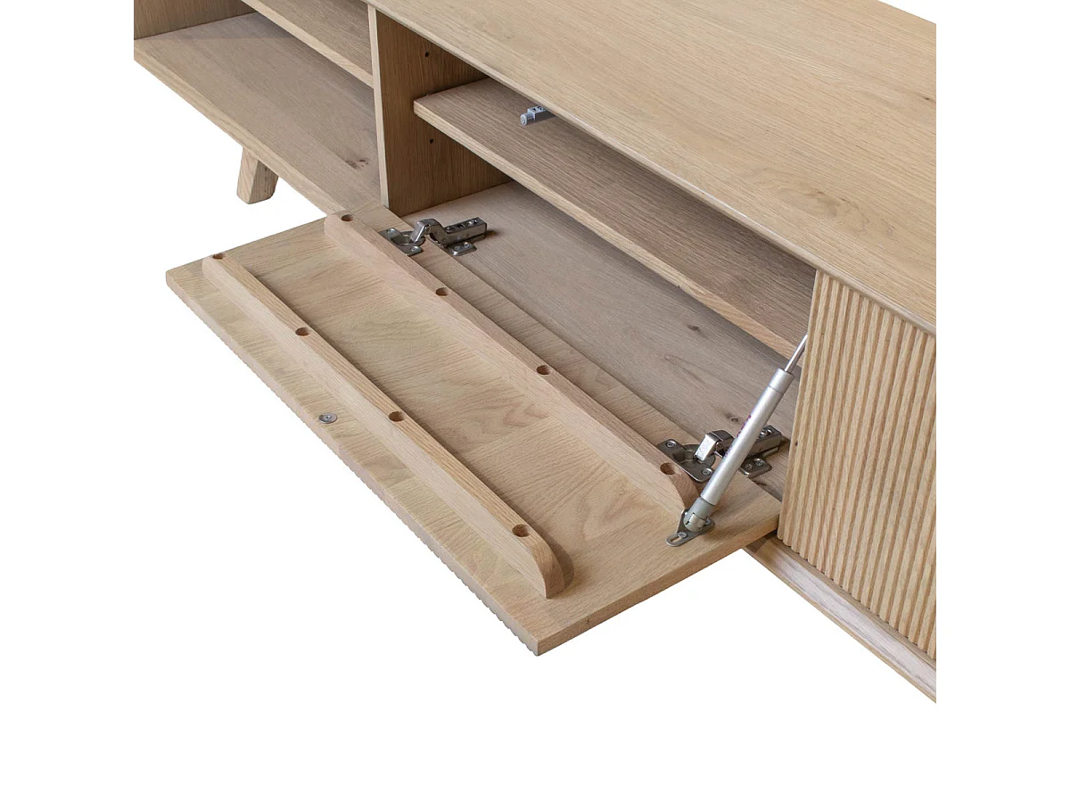 Tv-meubel Melide - Naturel Eiken met 2 Deuren en 6 Vakken - 200 x 40 x 45 cm