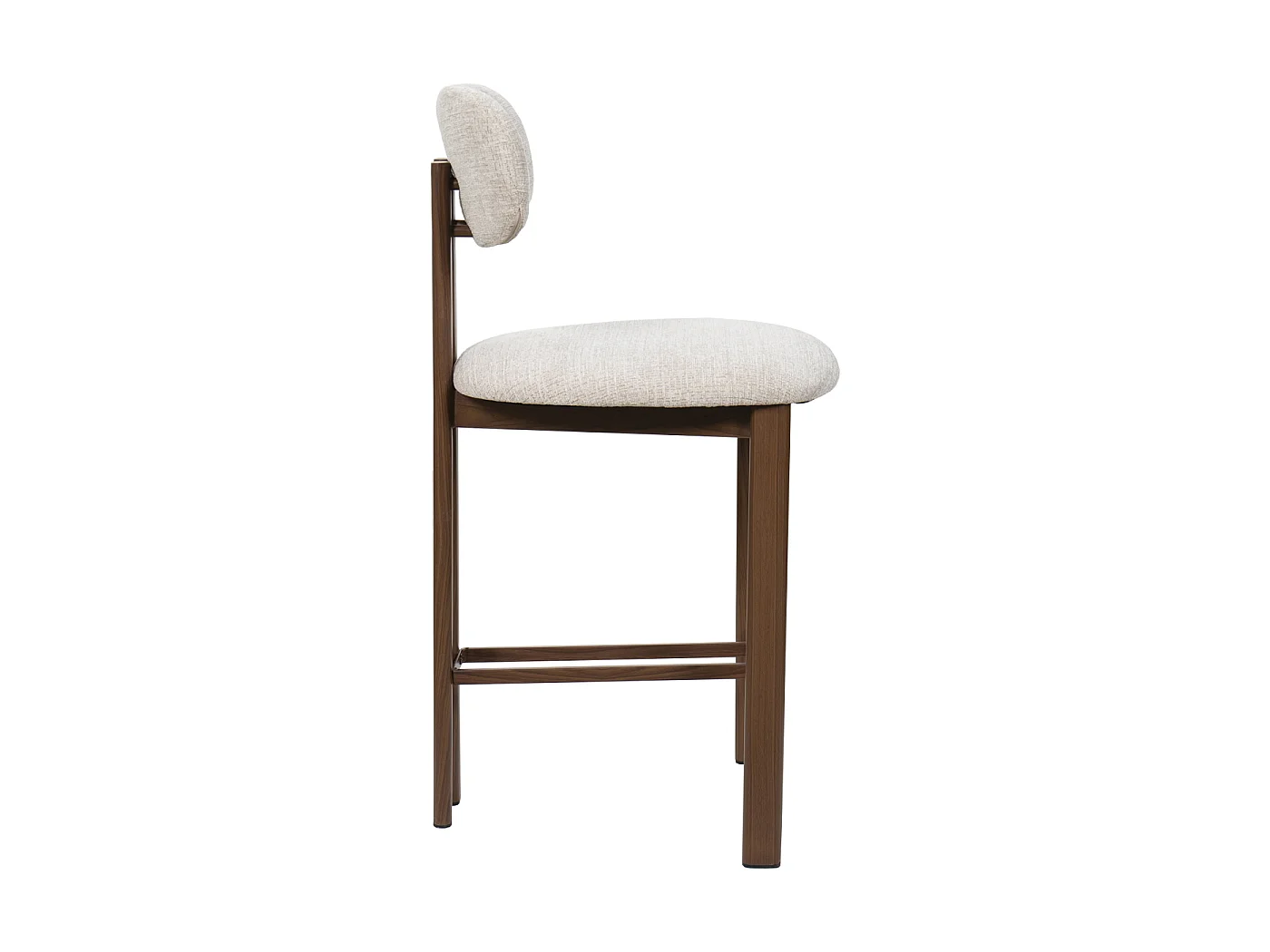 Barstoel Noor - Beige met Walnootkleurig Onderstel - Zithoogte 65 cm - Set van 2