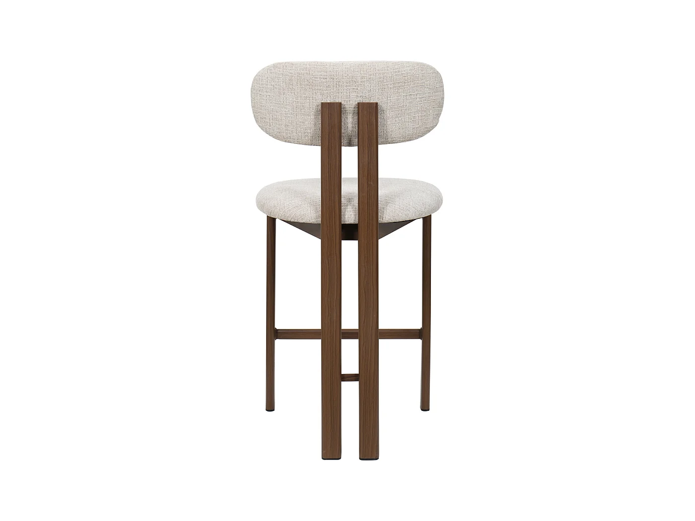 Barstoel Noor - Beige met Walnootkleurig Onderstel - Zithoogte 65 cm - Set van 2