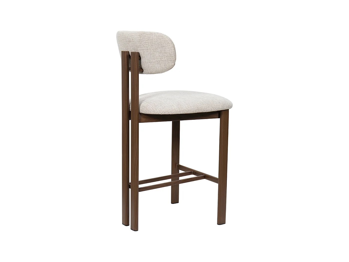 Barstoel Noor - Beige met Walnootkleurig Onderstel - Zithoogte 65 cm - Set van 2