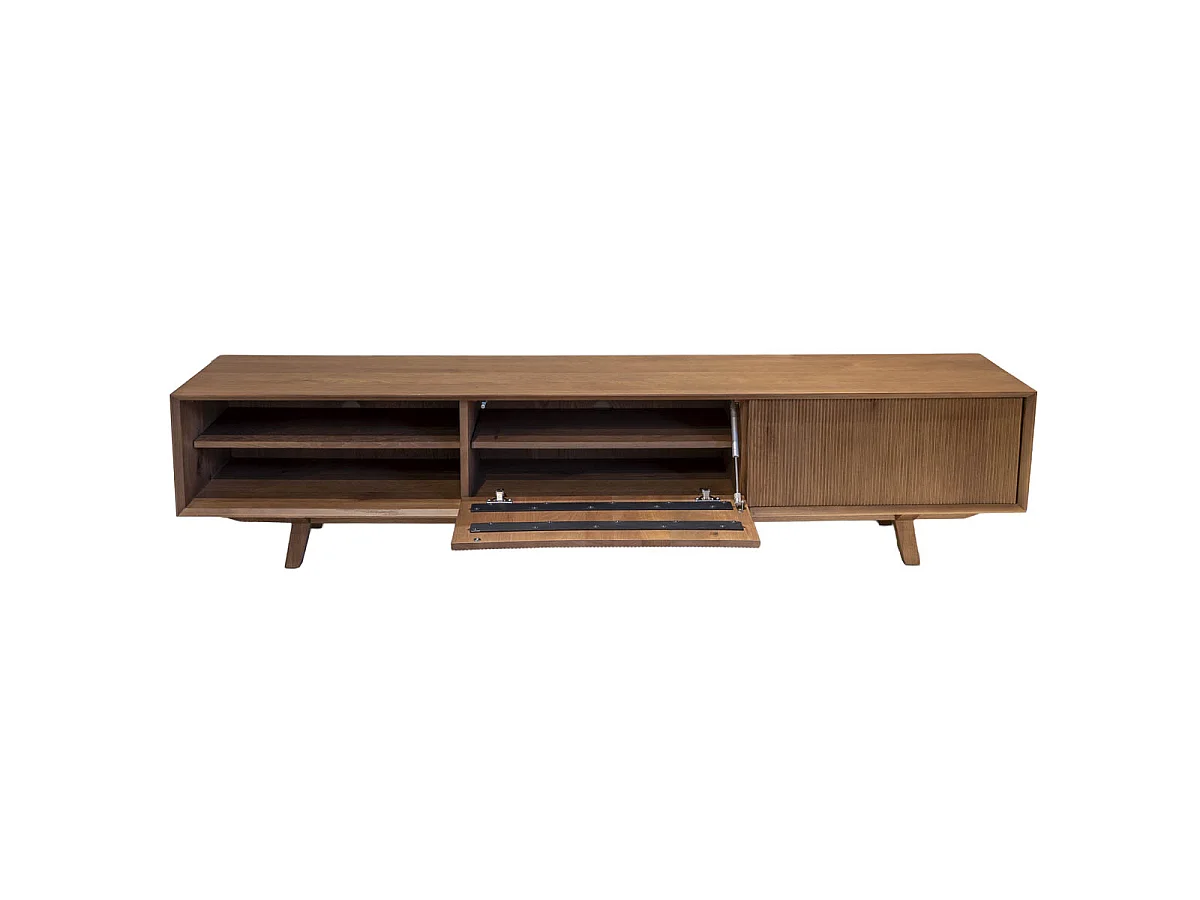 Tv-meubel Melide - Bruin Eiken met 2 Deuren en 6 Vakken - 200 x 40 x 45 cm