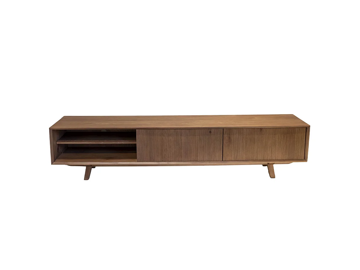 Tv-meubel Melide - Bruin Eiken met 2 Deuren en 6 Vakken - 200 x 40 x 45 cm