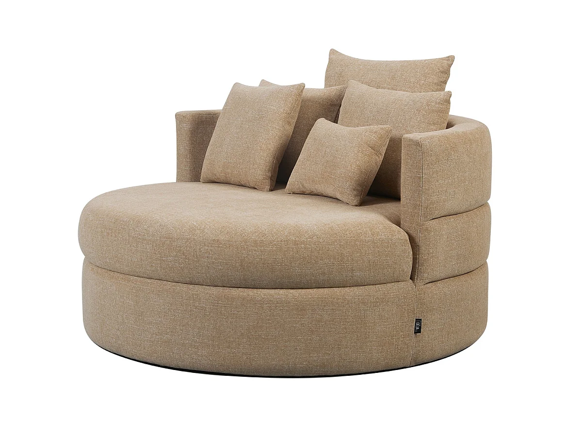 Loveseat Miles - Ronde 2-Zitsbank in Taupe Stof - 124 x 124 x 64 cm