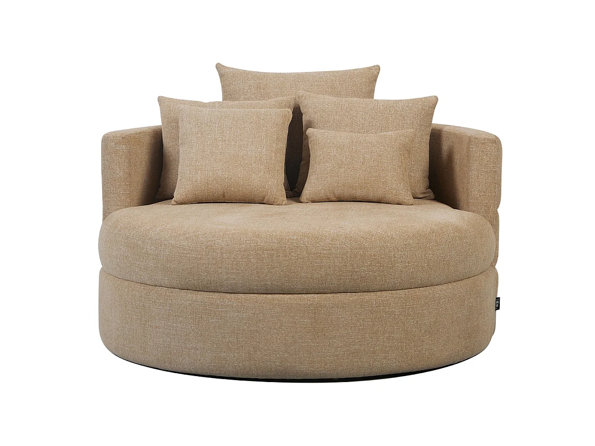 Loveseat Miles - Ronde 2-Zitsbank in Taupe Stof - 124 x 124 x 64 cm