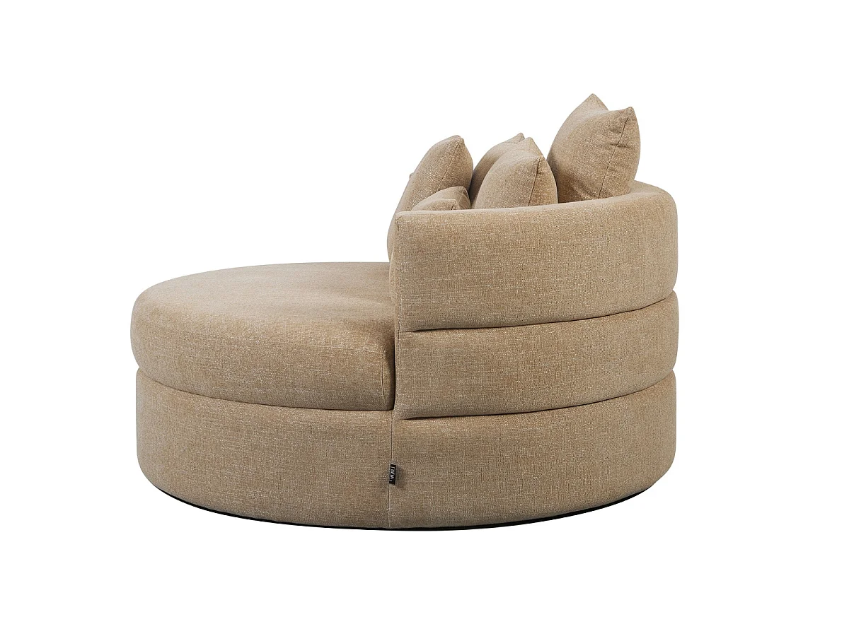 Loveseat Miles - Ronde 2-Zitsbank in Taupe Stof - 124 x 124 x 64 cm