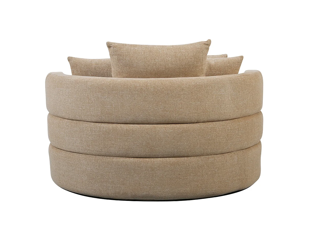 Loveseat Miles - Ronde 2-Zitsbank in Taupe Stof - 124 x 124 x 64 cm