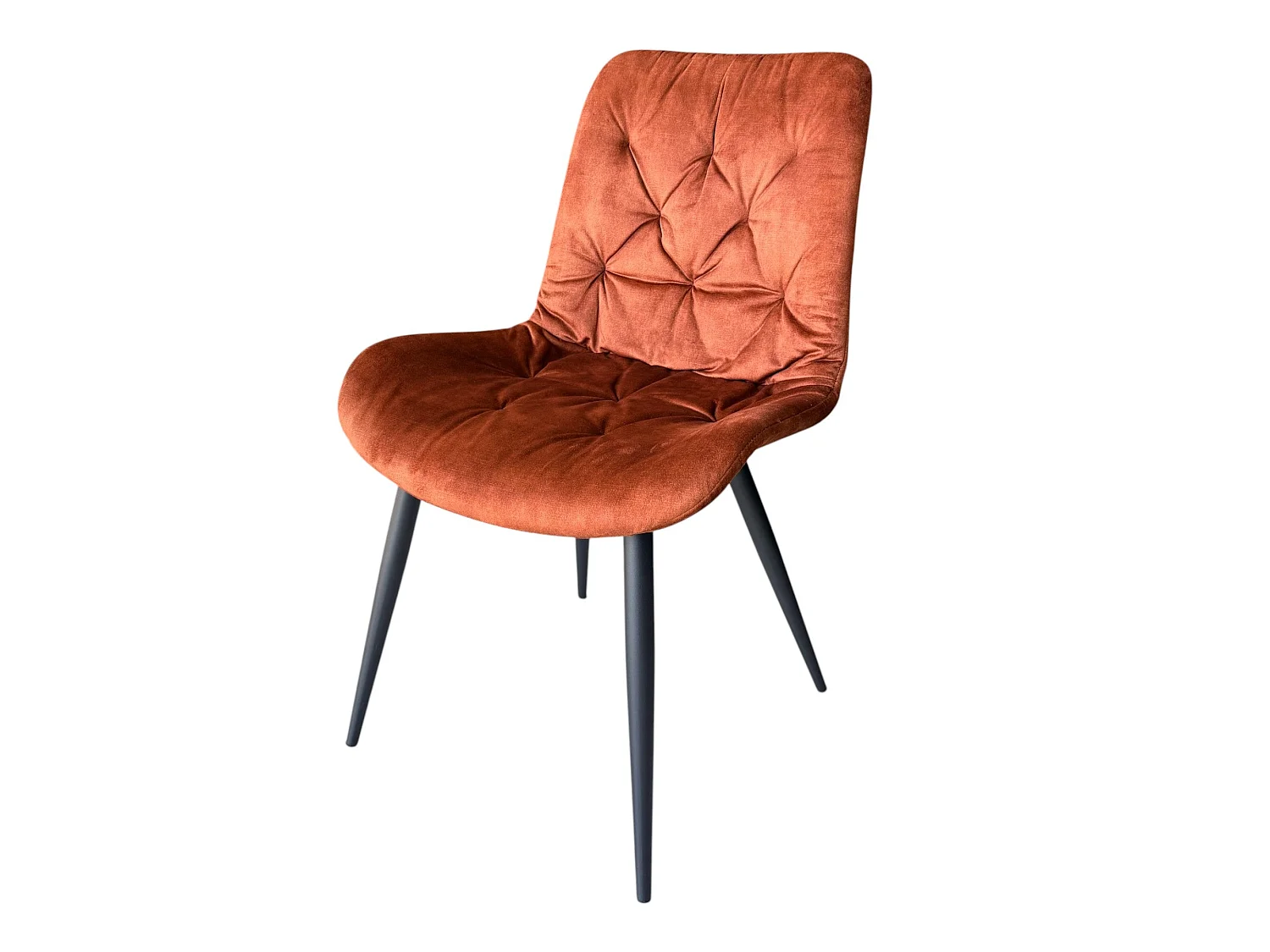 Lot de 4 chaises velours orange pieds métal noir - TUFF