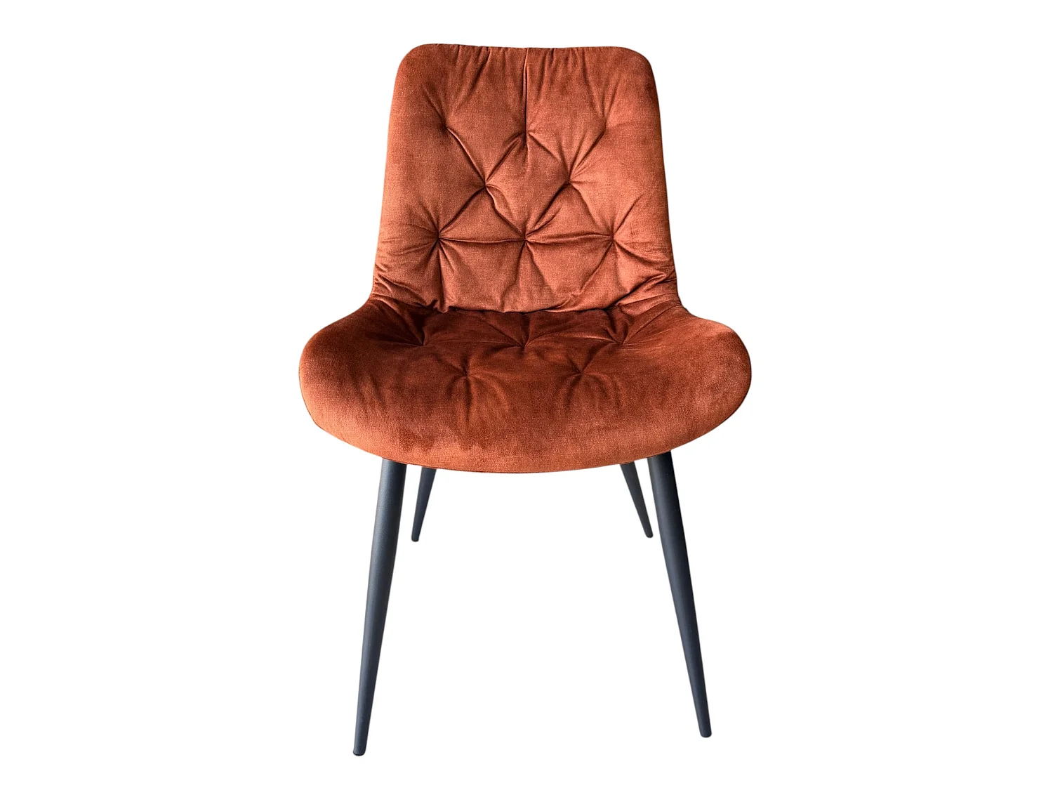 Lot de 4 chaises velours orange pieds métal noir - TUFF