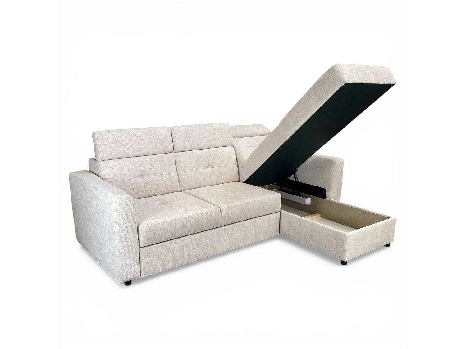 Canapé d'angle convertible en tissu beige -  POCKET