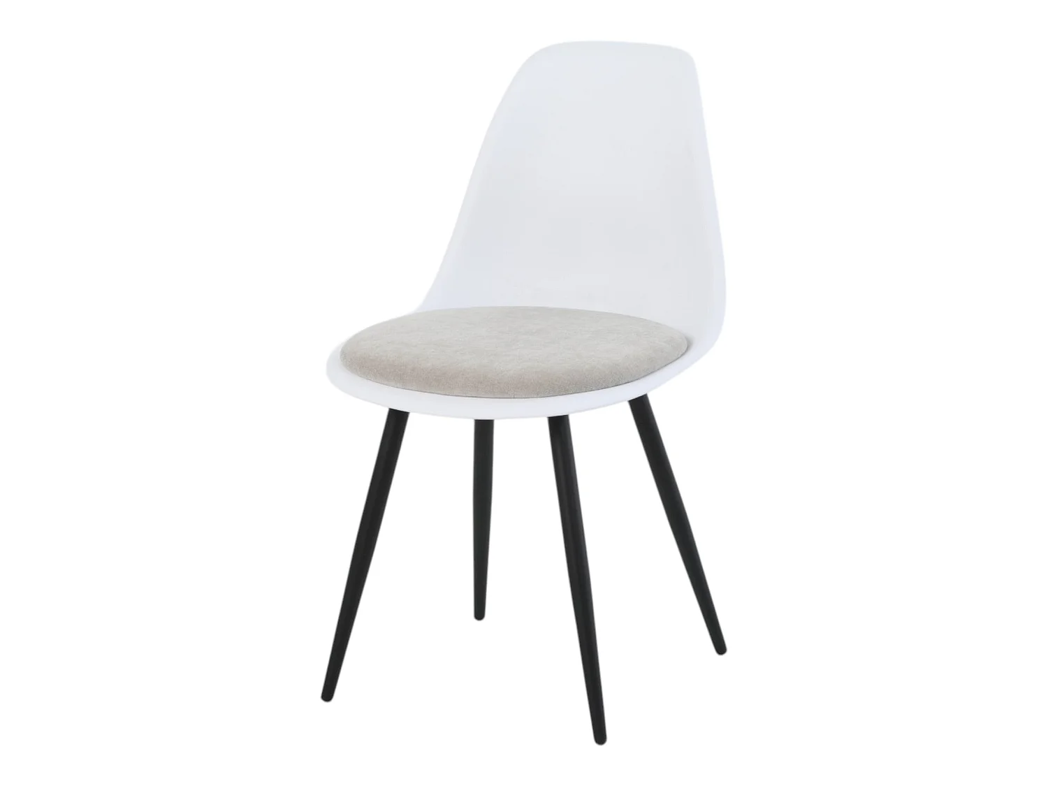 Lot de 4 chaises coloris blanc assise tissu beige pieds métal noir - ALICE