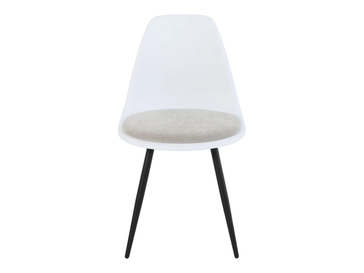 Lot de 4 chaises coloris blanc assise tissu beige pieds métal noir - ALICE