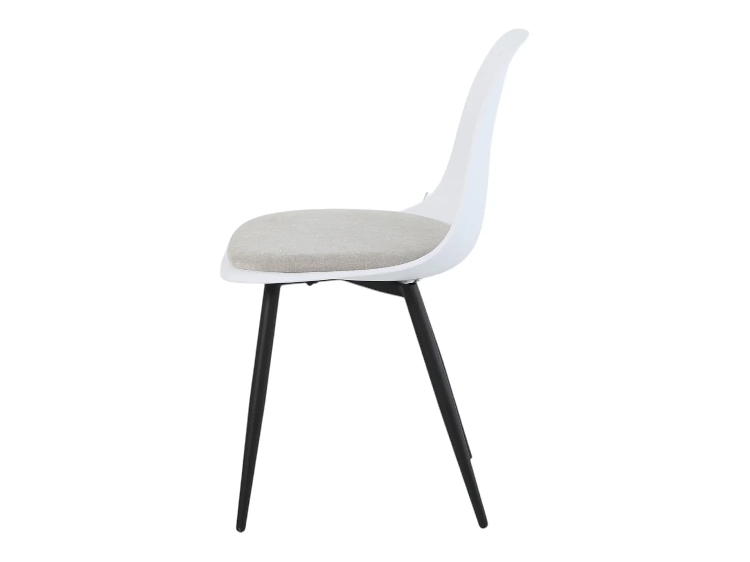 Lot de 4 chaises coloris blanc assise tissu beige pieds métal noir - ALICE