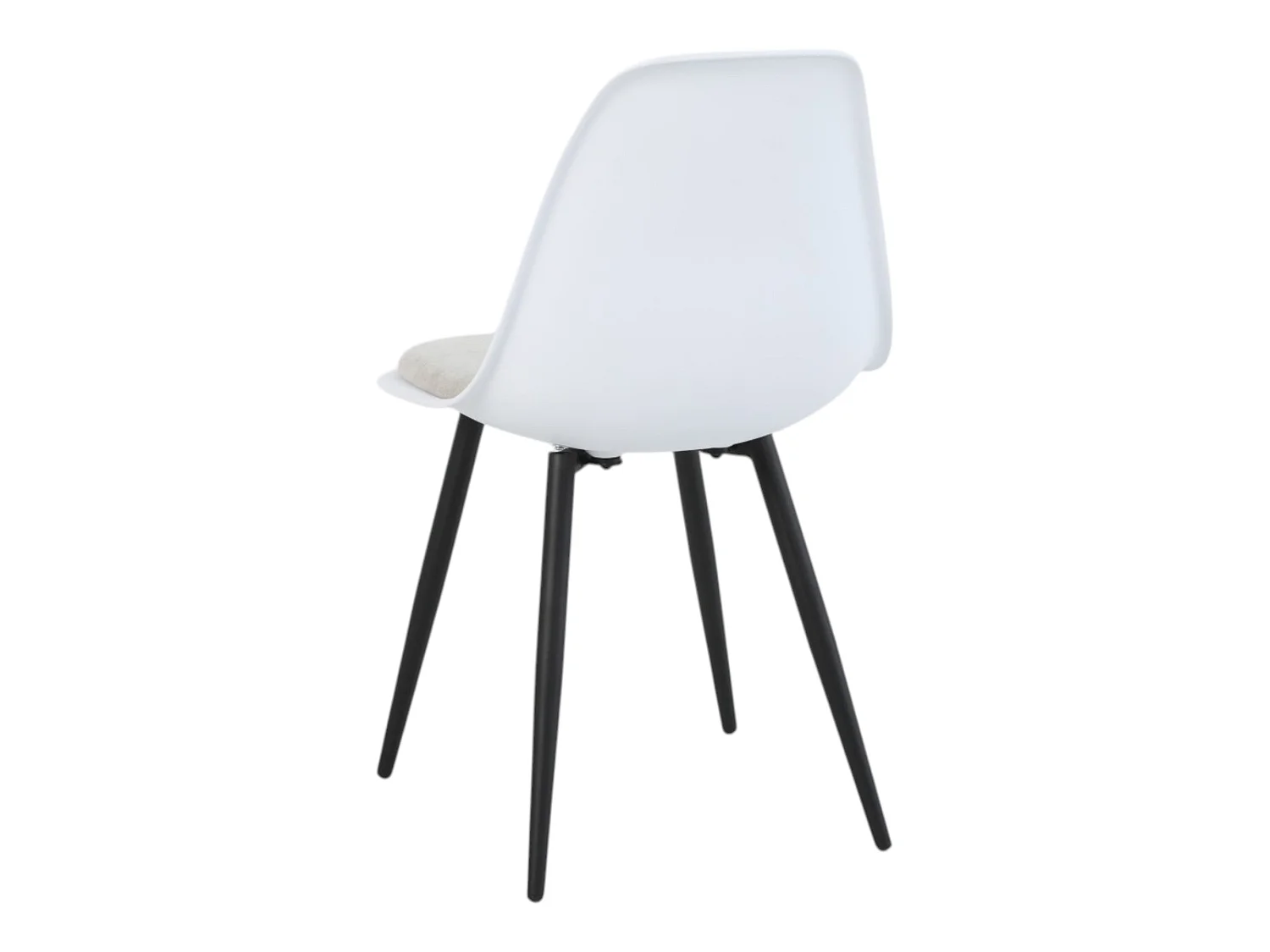 Lot de 4 chaises coloris blanc assise tissu beige pieds métal noir - ALICE